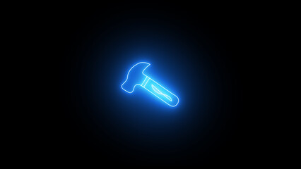 Fototapeta premium Glowing hammer tools repair maintenance icon.