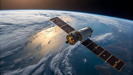 Stunning satellite orbiting earth showcasing global communication technology and space exploration future