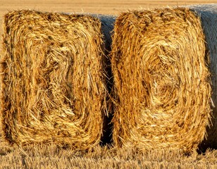 Two large bales of golden straw