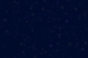 Seamless Pattern of Clustered Dots, Light Blue, Green, Violet on Dark Blue Background