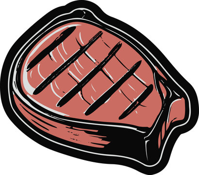 grilled steak, red and black, food art clip art preview
