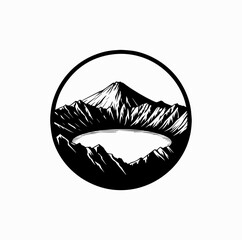 Mount Paektu Silhouette – Sacred Volcano and Crater Lake Vector