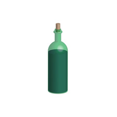 Red or white wine bottle, full, blank label, isolated on a white background