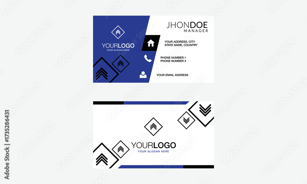 Wall mural business card template and design set with flat web element vector layout for infographics presentat