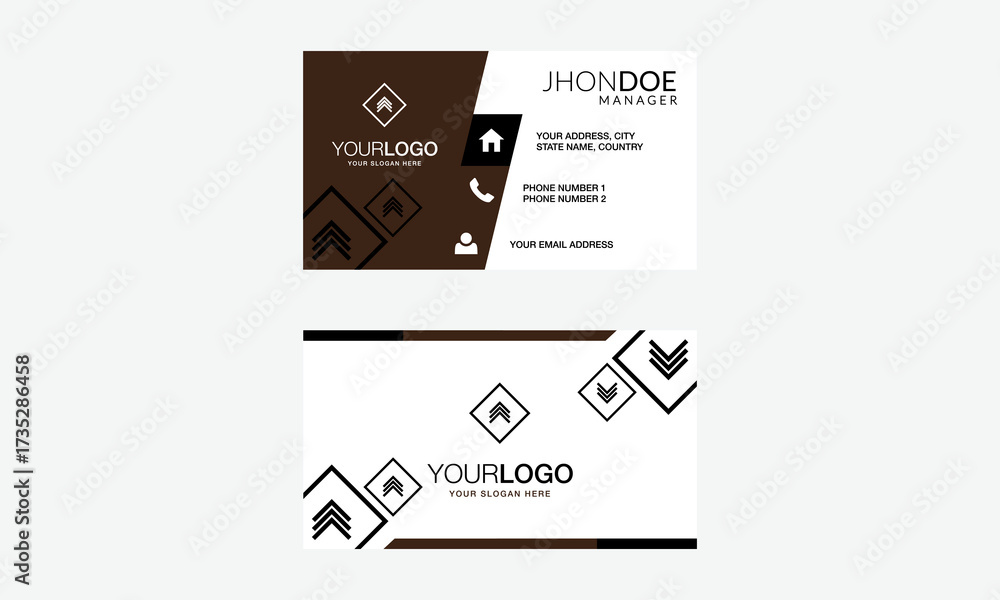 Wall mural business card template and design set with flat web element vector layout for infographics presentat
