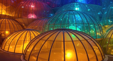 Futuristic Domes Illuminated with Vibrant Colors