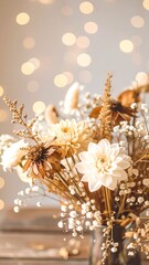 Dried flower bouquet with bokeh