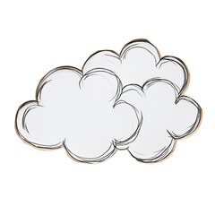 Hand Drawn Sketch of Two Fluffy Clouds on Transparent Background weather drawing isolated on a transparent background