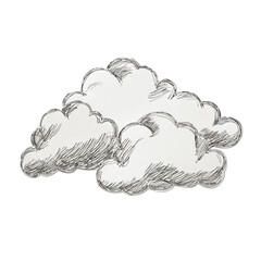 Hand Drawn Sketch of Fluffy Clouds on Transparent Background weather drawing isolated on a transparent background