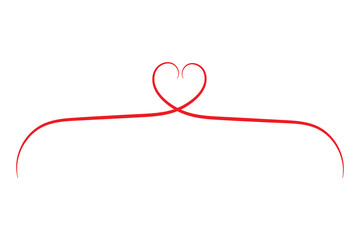 Elegant red ribbon forming a delicate heart shape with flowing ends on a white background