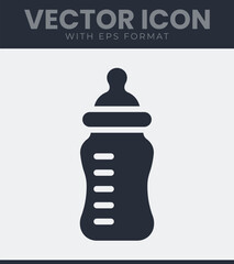 Baby bottle icon simple design for feeding