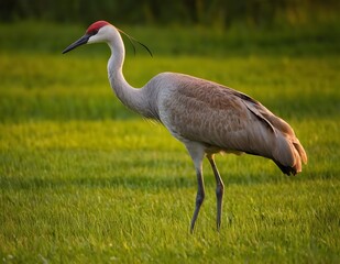 Fototapeta premium sandhill crane in the grass
