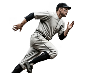 Baseball player running isolated on transparent background