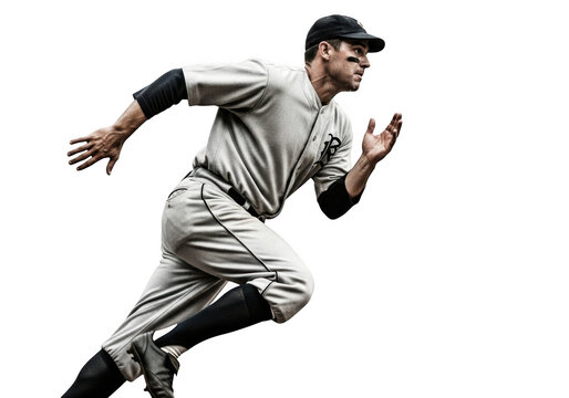 Baseball player running isolated on transparent background