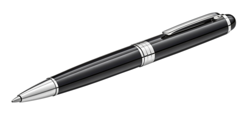 Luxury Black Ballpoint Pen with Silver Accents on Transparent Background
Elegant Professional Pen with Crosshatch Texture and Chrome Details Isolated