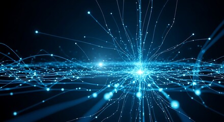 Obraz premium Abstract digital network connection with glowing blue lights and lines