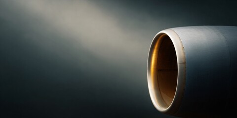 Dynamic view of airplane engine cowling curve in brushed aluminum finish aviation close-up industrial environment