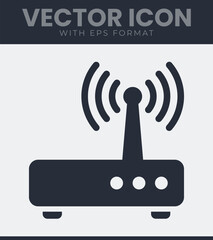 Simple router wifi signal icon vector art
