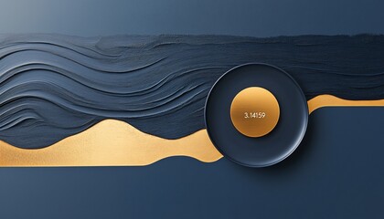3.14159 Artistic texture design matte midnight blue with brushed gold digital artwork abstract environment close-up view luxury concept