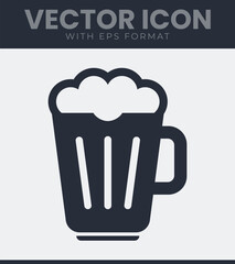 Simple mug of beer icon vector graphic