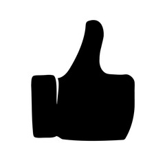 A simple black thumbs up silhouette, indicating agreement or approval positively
