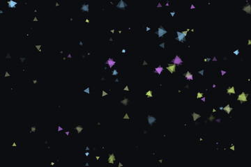 Triangle Confetti Overlay on Black Background, Geometric Shapes Pattern