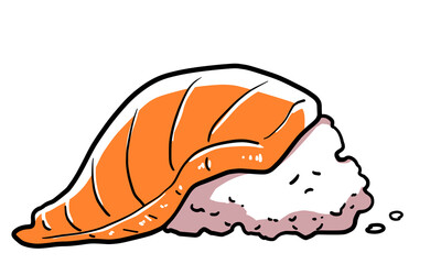 Simple and realistic crumbled salmon sushi illustration