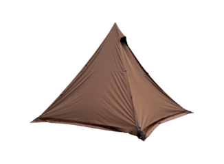 brown sleeping canvas teepee tent triangle isolated on white background