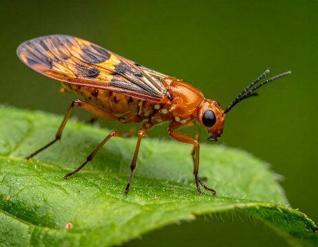 Closeup of a Colorful Insect on a Leaf.