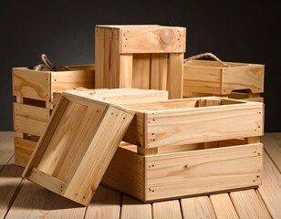 Wooden crates of varying sizes