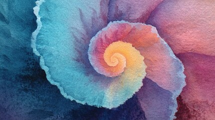 A colorful swirl in a blue to pink gradient, forming an organic abstract spiral