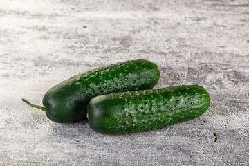 Ripe green raw two cucumbers