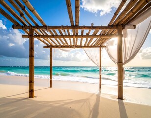 Tropical beach gazebo at sunrise
