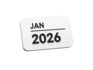 Minimal January 2026 Calendar Date Concept Design isolated on transparent background