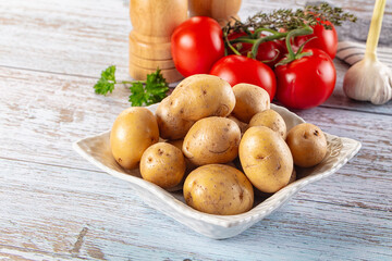 Uncooked raw yellow baby potato