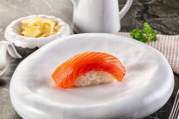 Japanese cuisine - sushi with salmon