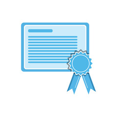 Blue certificate with ribbon for achievement