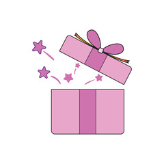 Pink gift box with stars for celebration event