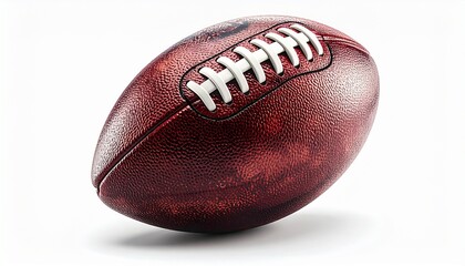 Brown leather American football ball 3d icon on a white background for sport and game equipment illustration for sporty or competition