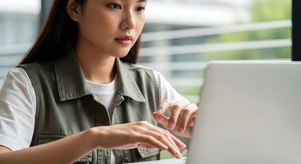 Young Asian Woman Whisking Batter in a Modern Kitchen