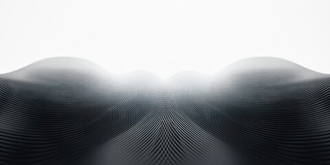 Smooth abstract black wave pattern with textured lines creating an undulating surface against a white background