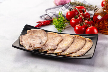 Boiled beef tomgue slices appetizer