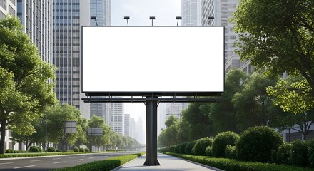Urban billboard mockup with city street background