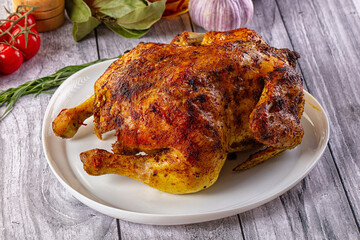 Hot tasty grilled whole chicken