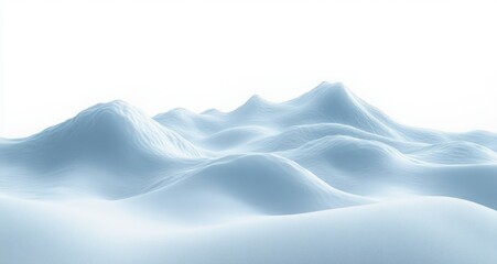 Smooth snow-covered hills and peaks under soft light creating a serene winter landscape with gentle flowing shapes