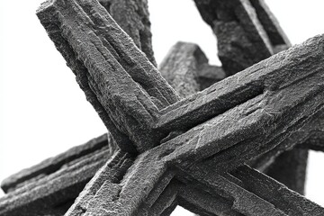 Abstract Geometric Design, Dark Gray Shapes, Interlocking Elements