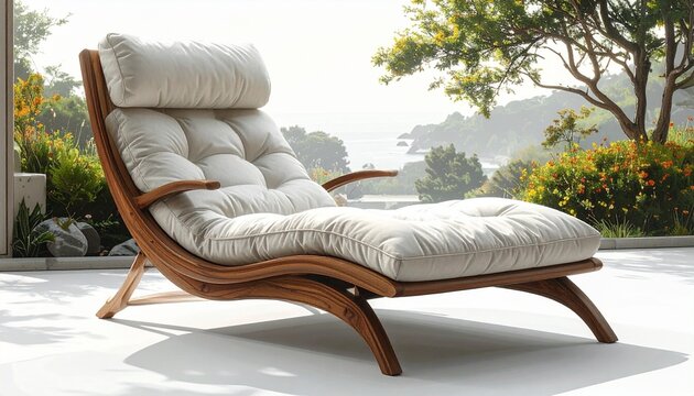 Neatly made bed with white bedding and pillows in bright minimalist room, sunlight casting shadows, green potted plant and wooden side table with lamp, highlighting serene modern interior design.