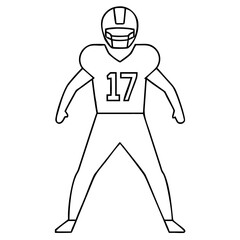 3d icon of outline drawing of an american football player in uniform with number 17