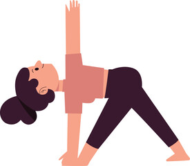 Modern vector illustration of a woman in triangle yoga pose