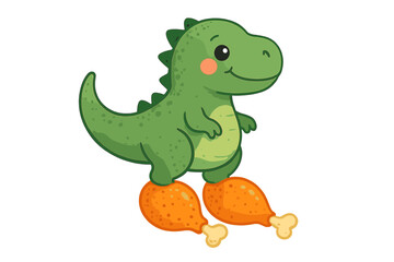 I'm Keto funny concept. Cute dinosaur with chicken legs. Humorous T-Rex character for low-carb diet. Vector illustration for food lovers, meat eaters, and healthy eating.